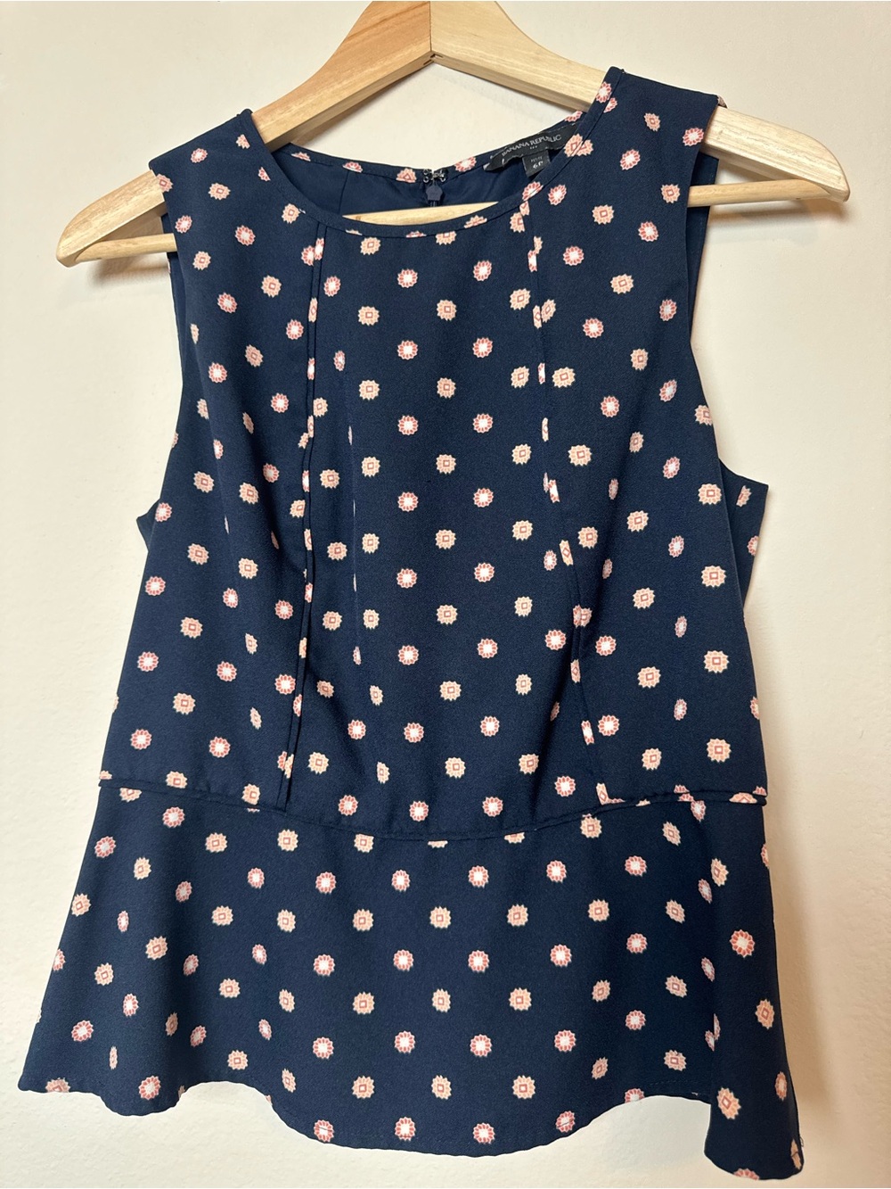 Banana Republic Navy Dress with Pink Daisy Print